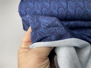 Modal sweat - dejlig kvalitet med fine papegøjer i marine toner